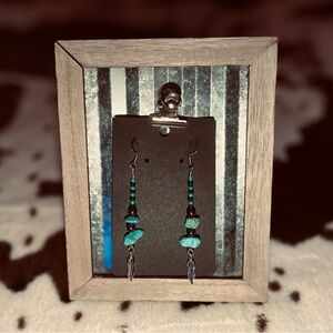 Chic Turquoise and Black Beaded Earrings